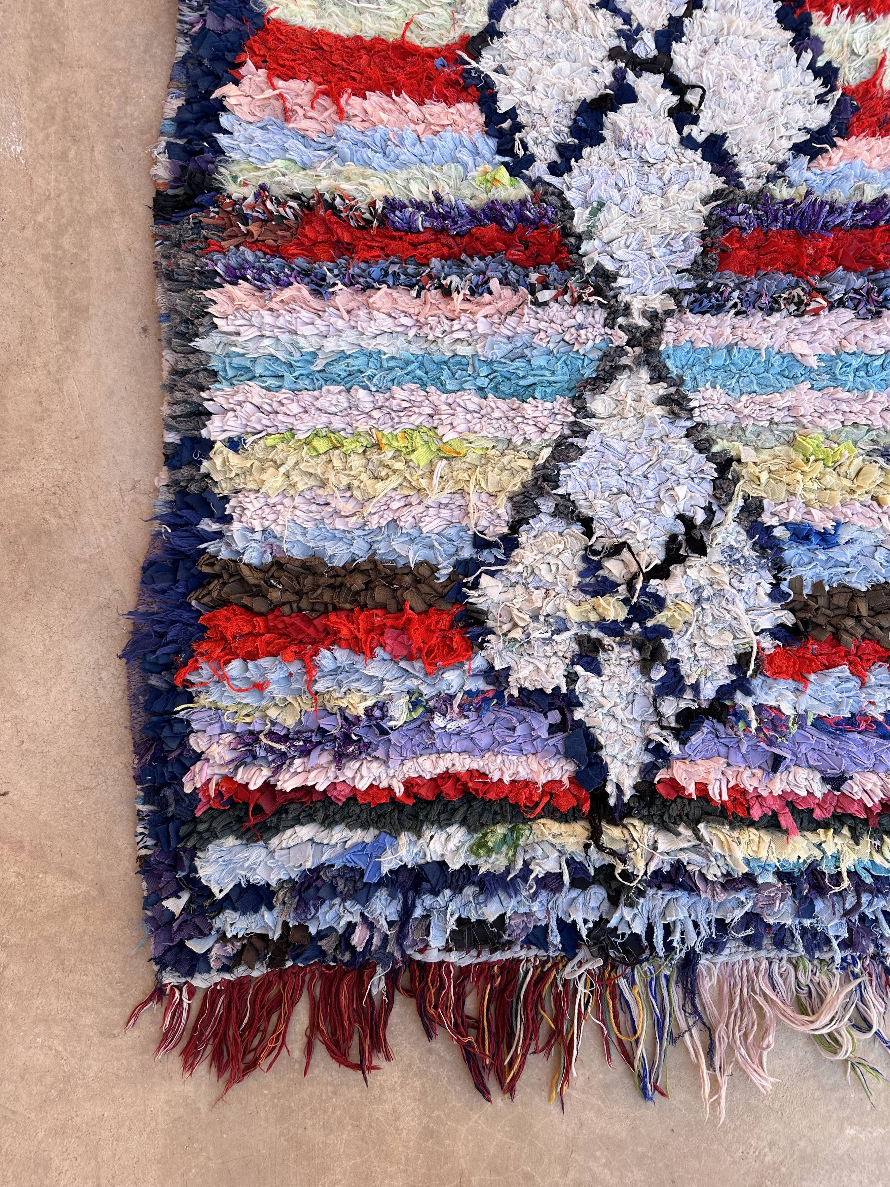 Colorful Boucherouite Berber rug - 80 x 189 cm