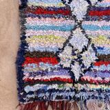 Tapis Berbère Boucherouite coloré - 80 x 189 cm