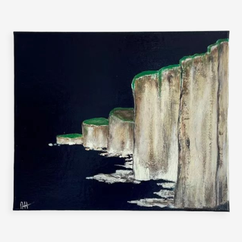 Acrylic painting painting "Cliffs in the night"