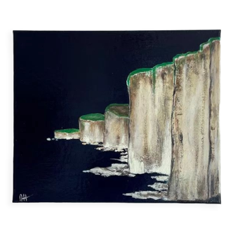 Acrylic painting painting "Cliffs in the night"
