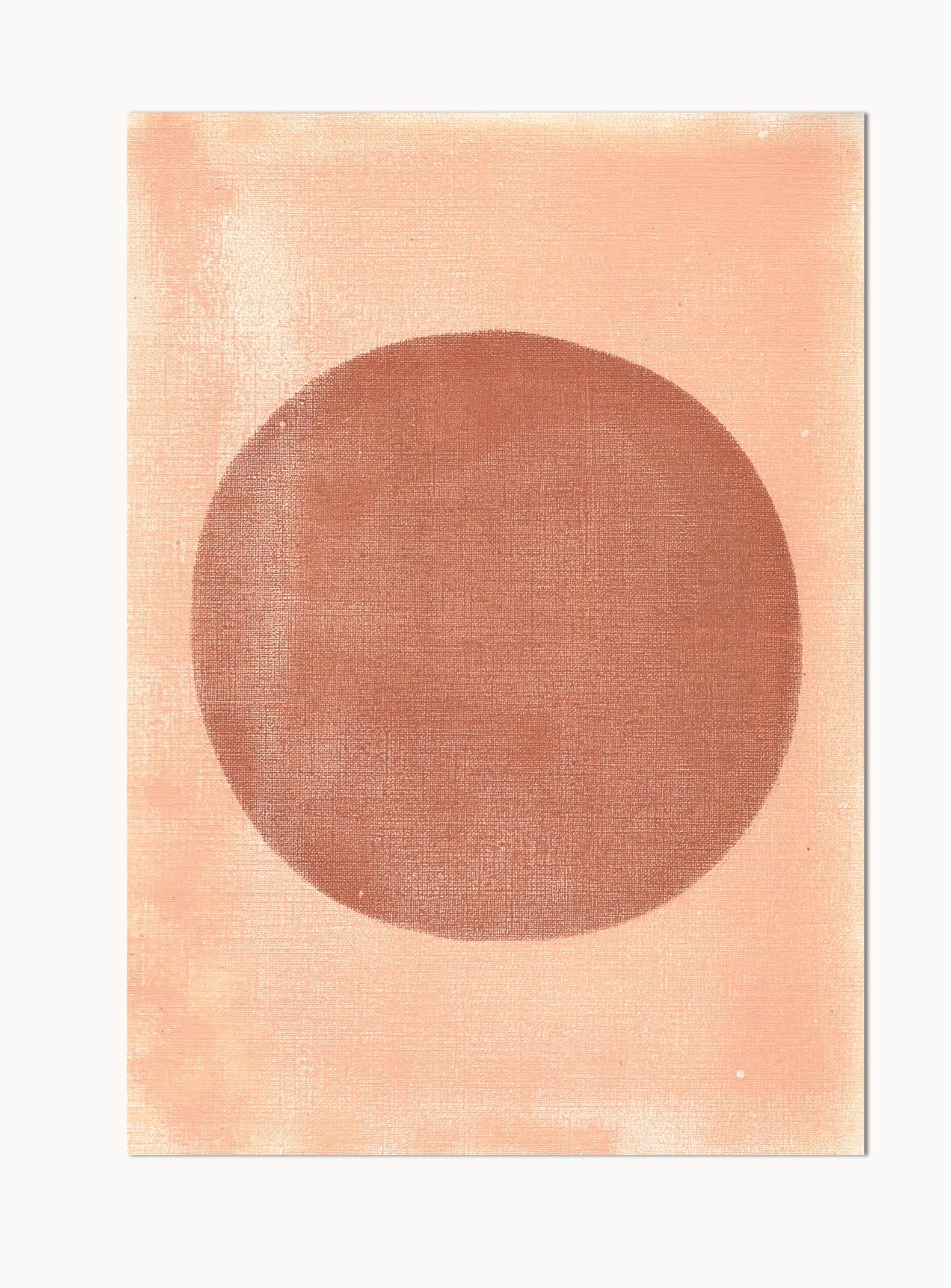 A4 painting - moon - Pink - N289 - signed Eawy