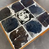 Vintage mahogany & ceramic enamel side table jens thirslund, kähler ceramic (hak), denmark