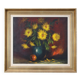 Impressionist Still Life with Yellow Flowers by A. de Man, Belgium, 1960s