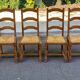 4 solid wood chairs in medium oak straw with high farmhouse backrest