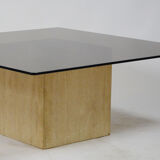 Smoked Glass Travertin coffee table