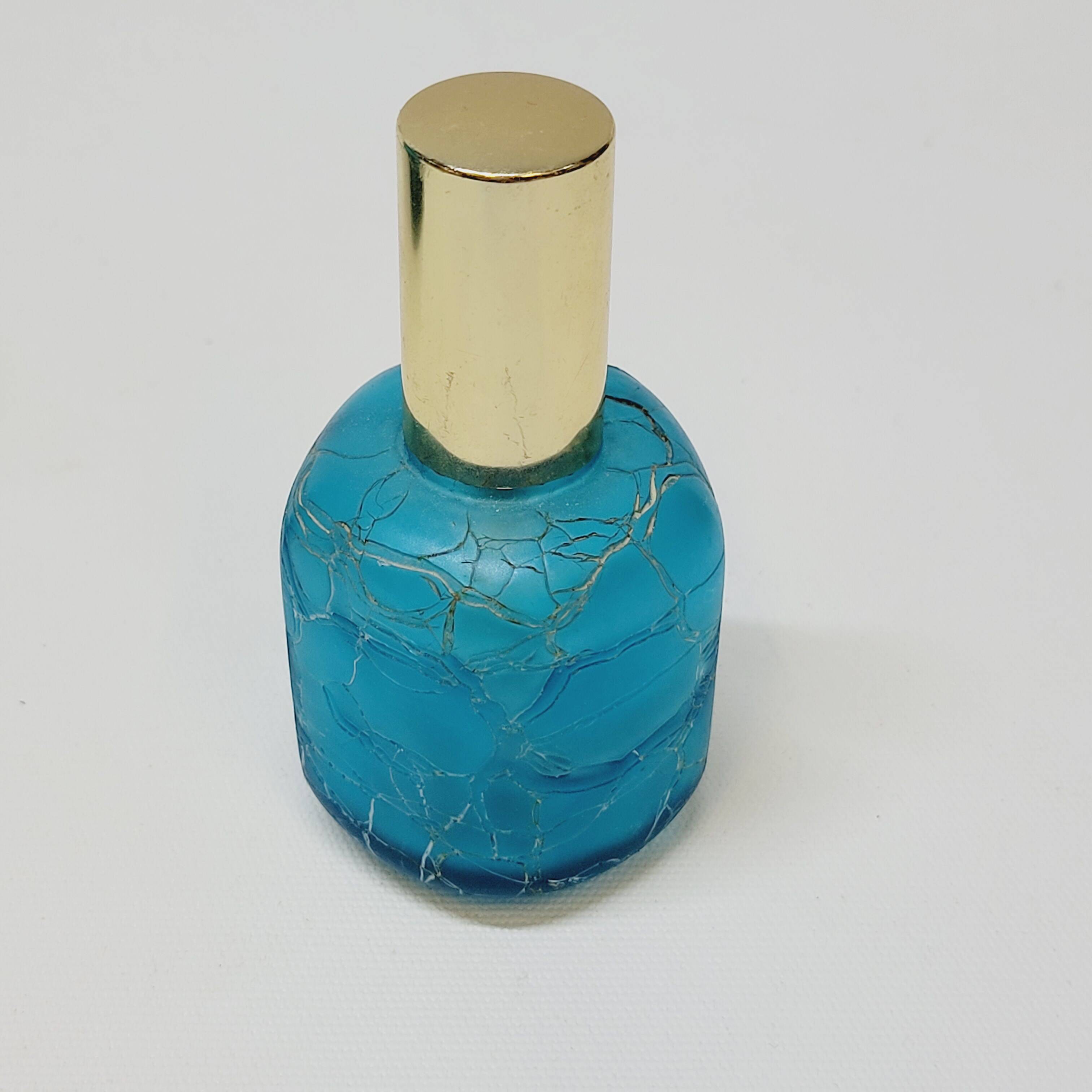 Franck Ma Toilet Box and Spray Bottle in Turquoise Blue Cracked Glass