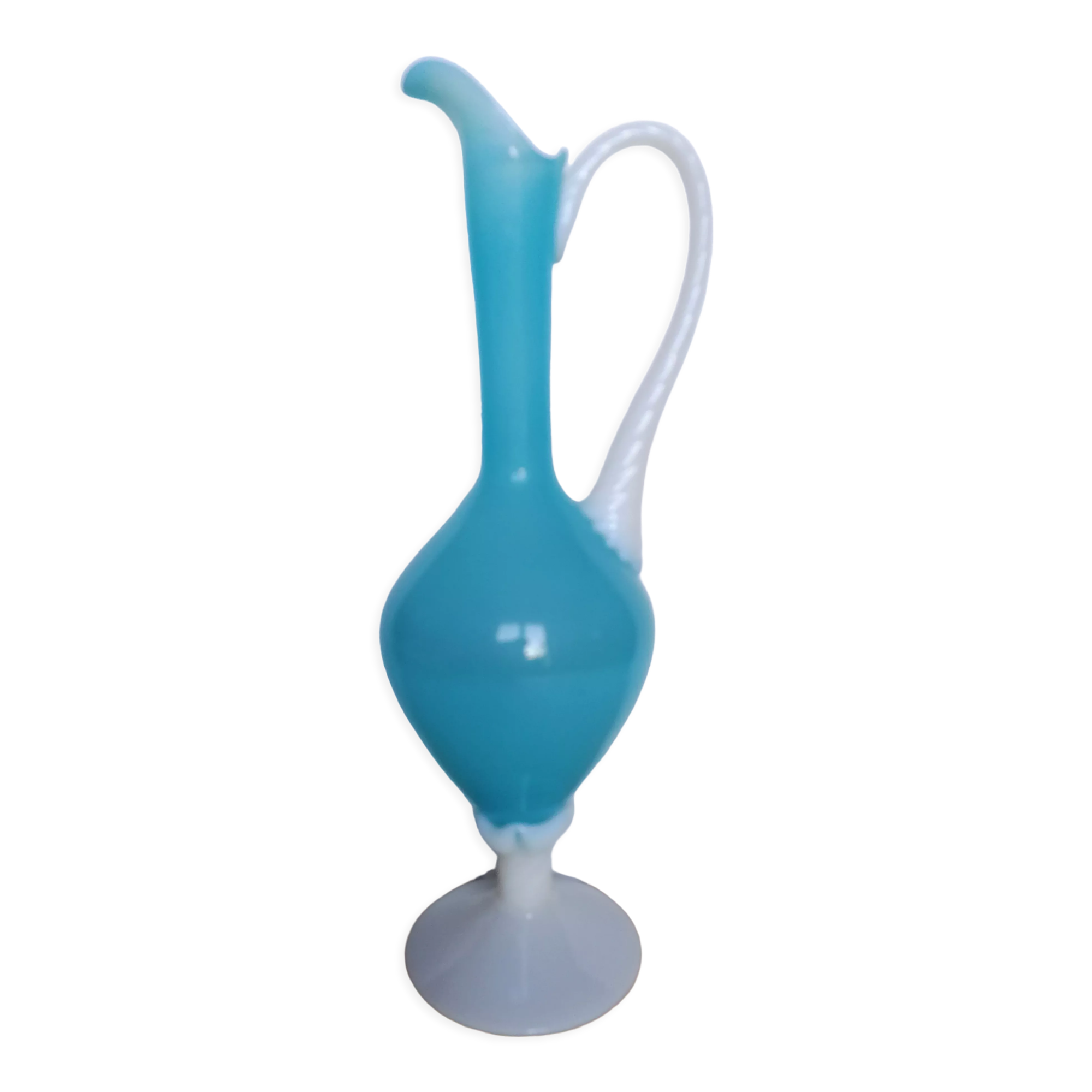 Blue opaline ewer or vase