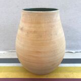 Vase Old CeramicCAPVERN Main Decoration Salins FRANCE Beige inter. Vintage Green