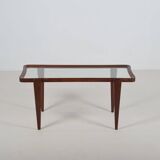 Italian coffee table with glass top in the style of Ico Parisi, 1950s