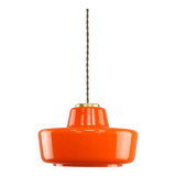 Mid-Century Modern Italian Orange Glass and Brass Pendant Lamp