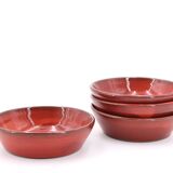 Four red ceramic dessert bowls from Vallauris, 1970s