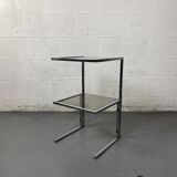 End table in chrome and smoked glass