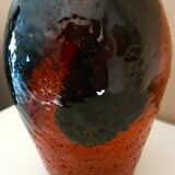 Ceramic vase, chamotte terracotta, enamelled, signature to be identified, vintage
