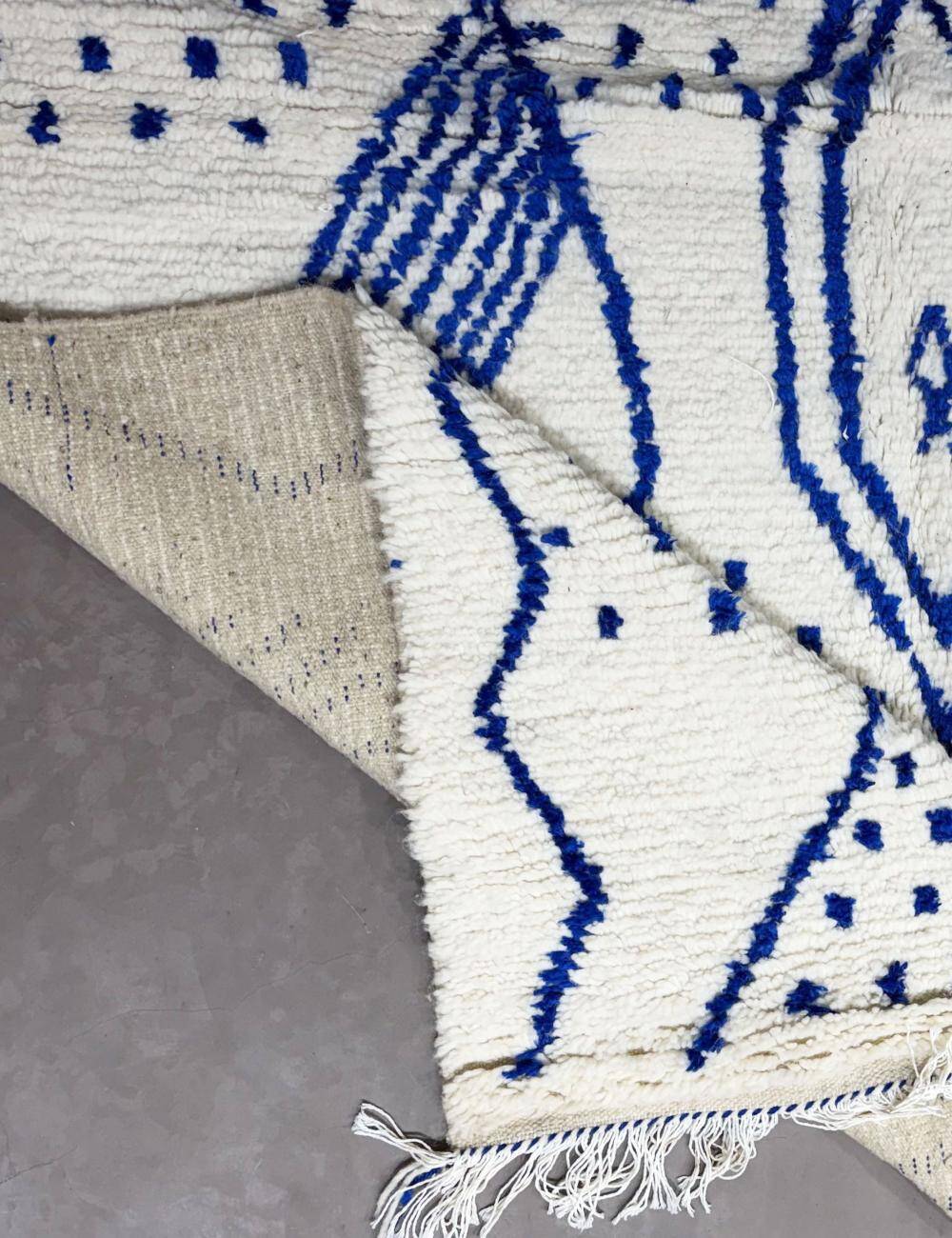 Tapis Azilal Bleu et Blanc - 300 x 193 cm