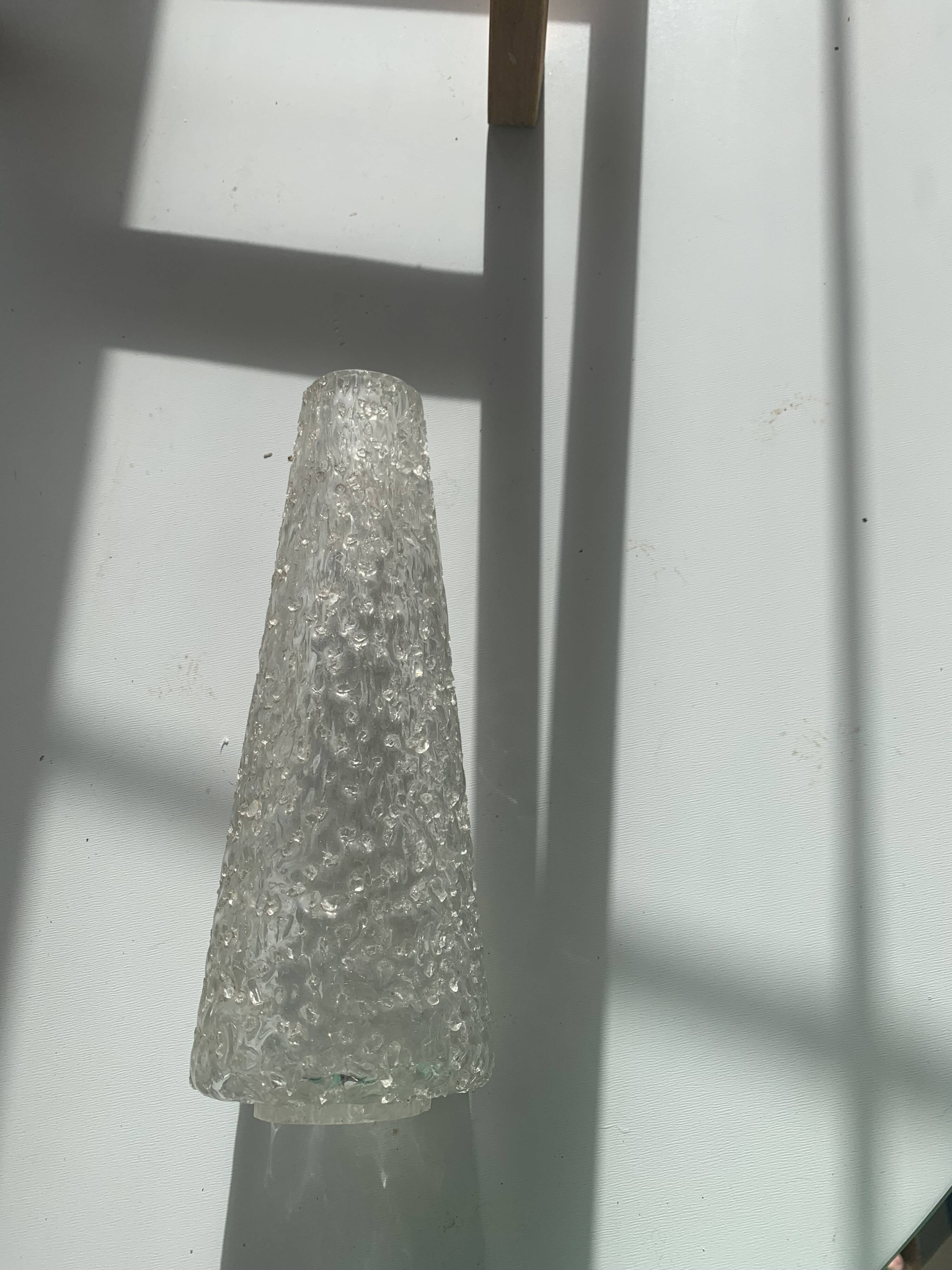 Transparent glass globe in relief, granule, cone shape, design and vintage 1950/1960