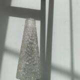 Globe en verre transparent en relief, granule, forme de cône, design et vintage 1950/1960