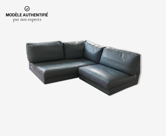 Antonio Citterio modular Sity sofa in lavender blue leather for B&B Italia  | Selency