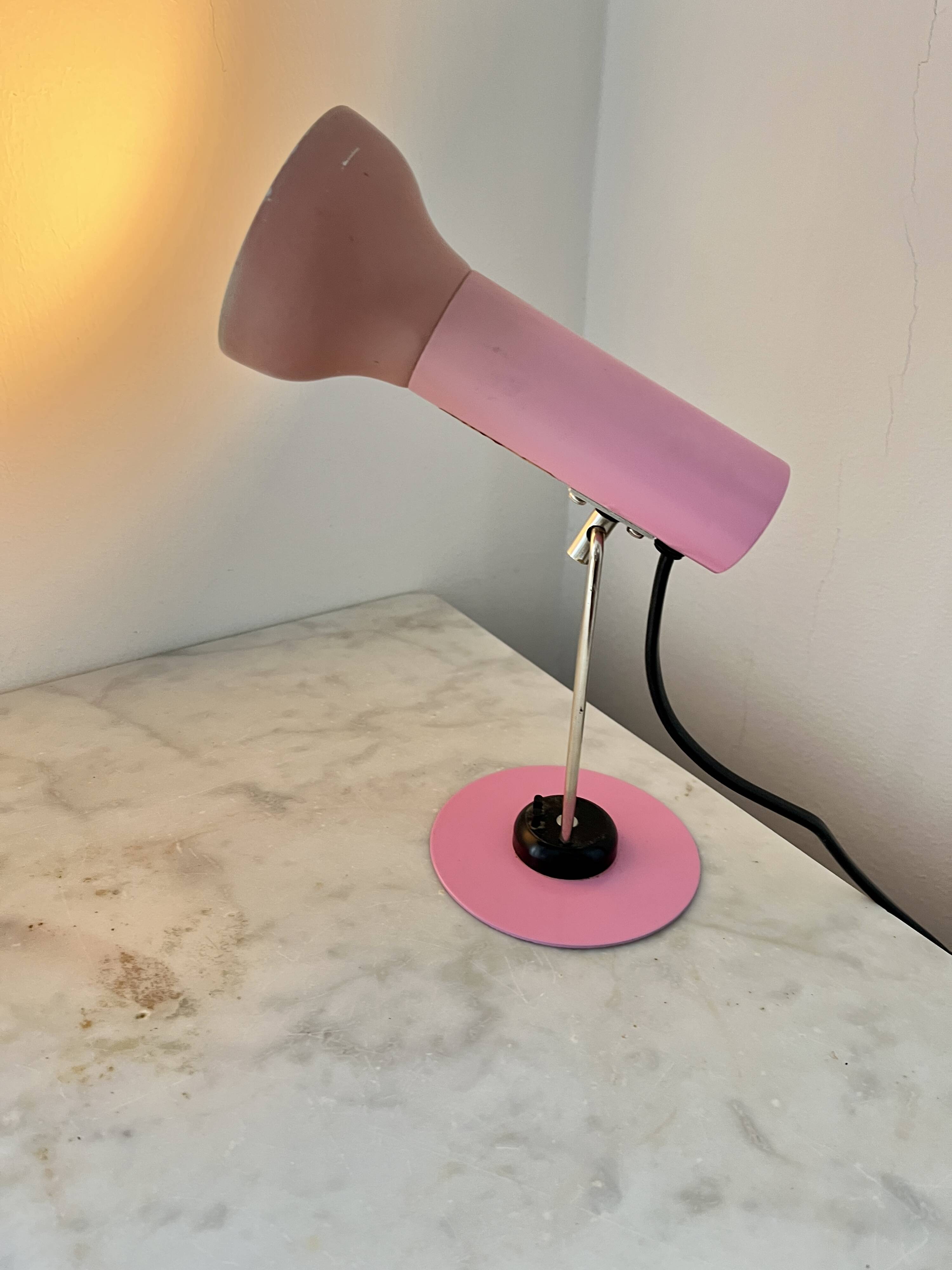 Vintage Varialux 3141 Pink Wall Table Adjustable Lamp, Industrial, GDR, 80s
