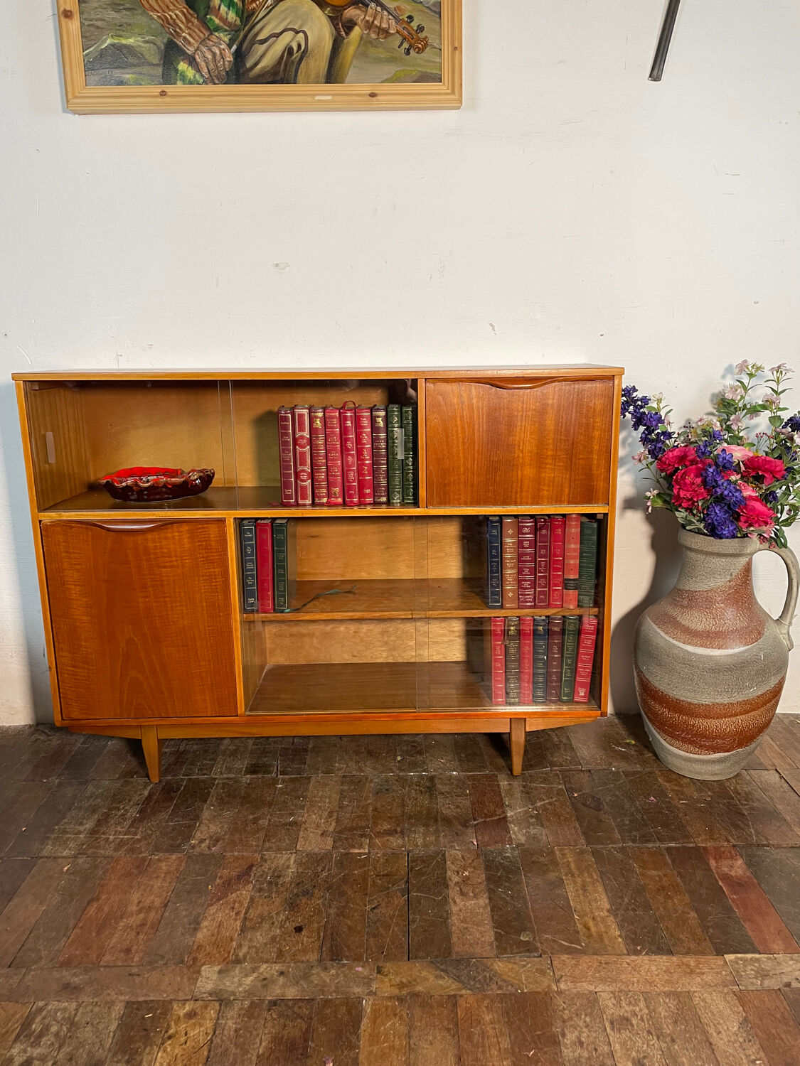 Mid century retro vintage teak cocktail bar display cabinet 1960