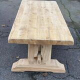 Restored 19th-century monastery dining table in solid oak, 220cm