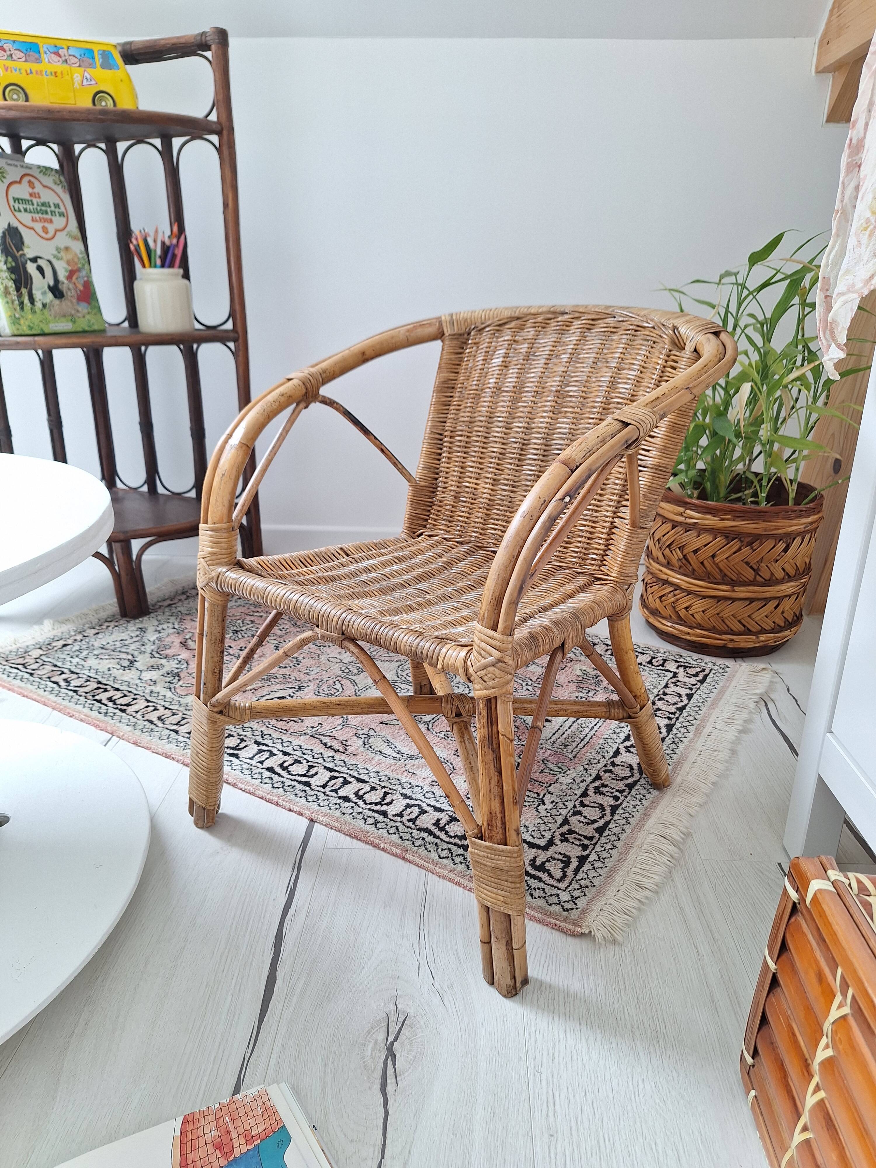 Vintage children's rattan chair