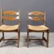 Vintage oak and wicker dining chairs, 1960s