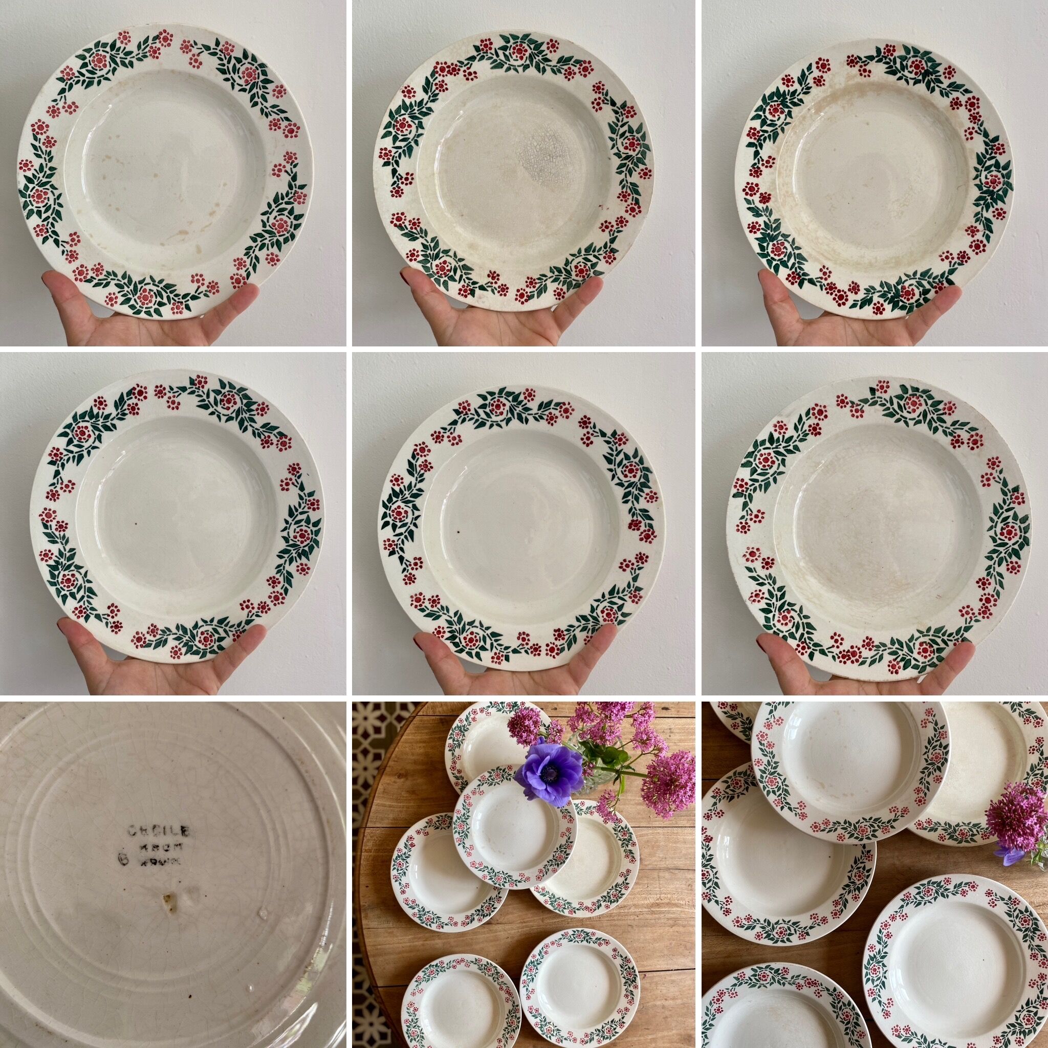 Set of 6 vintage hollow plates model Cécile de HBCM (LOT 2)