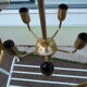Lustre doré 5 feux verre fumé arbre