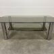 Chrome metal and smoked glass coffee table, 70s