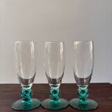 Set of 3 Luminarc champagne flutes, Molière model, Sapphire color