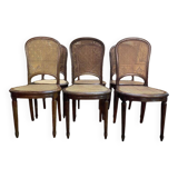 Set of 6 Louis XVI style chairs in cane - Caned