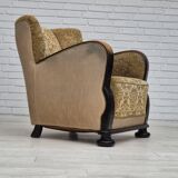 1950s, Danish vintage relax armchair, furniture velour, ash wood.