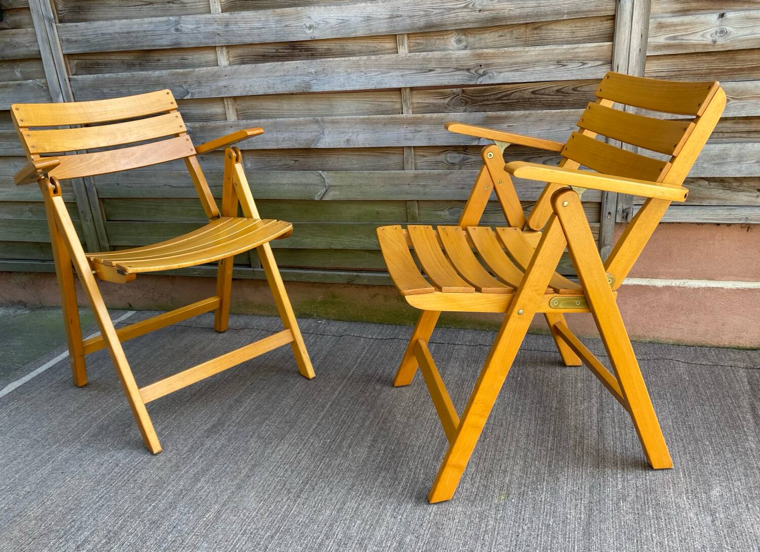 Pair of Clairitex France vintage garden armchairs from the 70s, solid wood