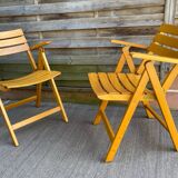 Pair of Clairitex France vintage garden armchairs from the 70s, solid wood