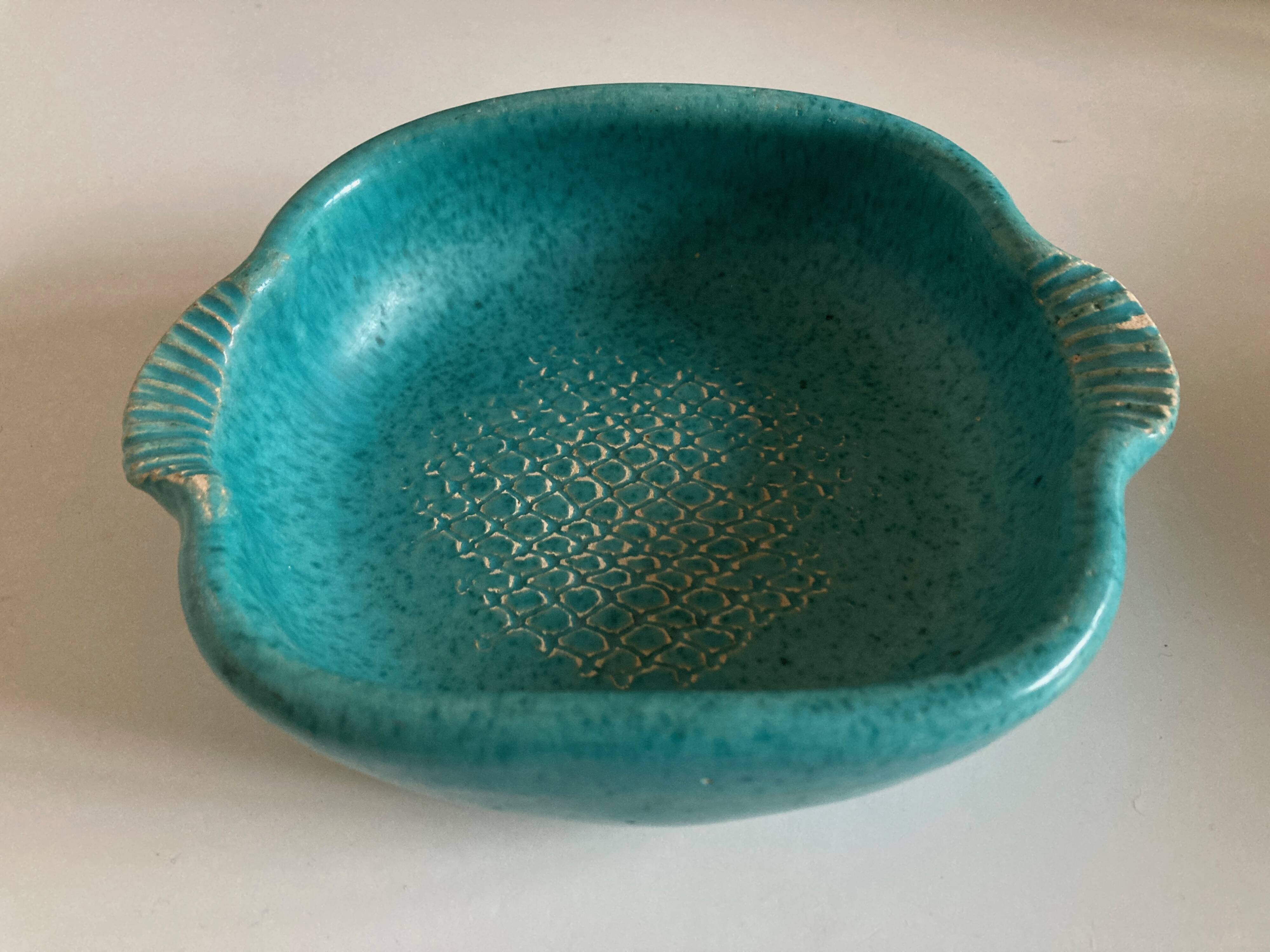 Vallauris turquoise fish ceramic 1950
