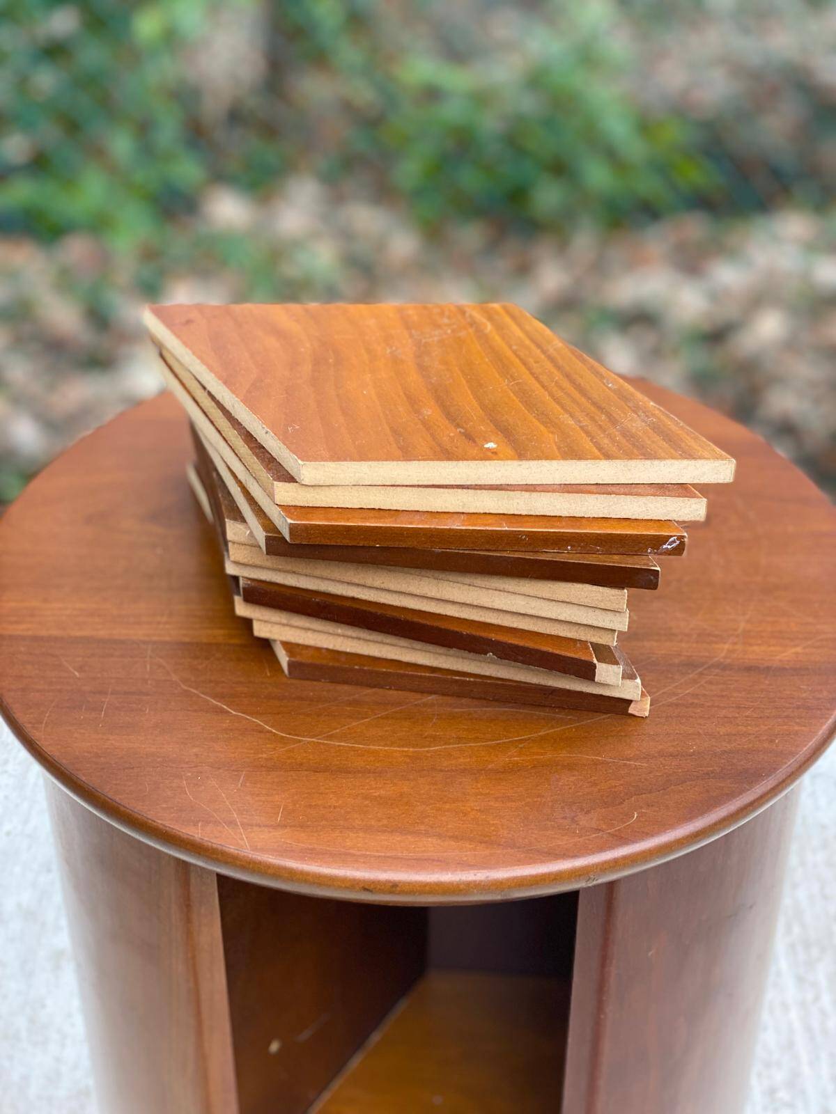 Pair of wooden swivel stools