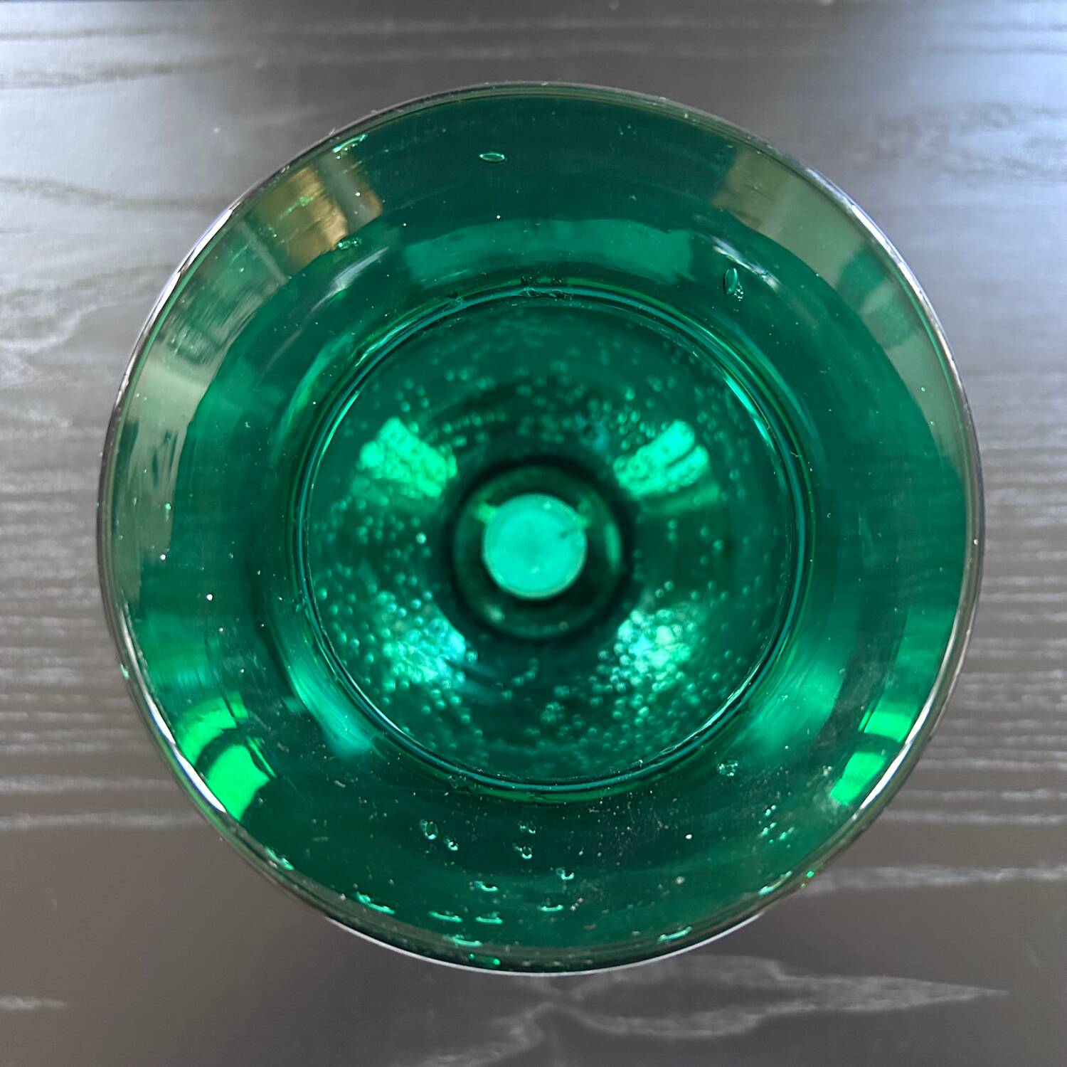 Bubbled glass fir green tealight holder