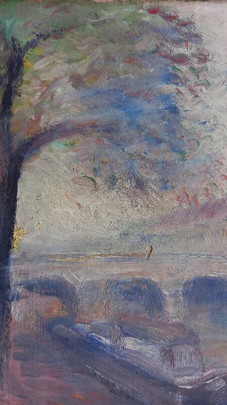 Old painting "edge of the Seine", oil painting