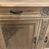 Art Deco raw wood sideboard in solid walnut