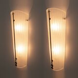 Pair of Mid-century Modern Style Italian Murano Glass and Brass Sconces
