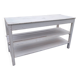 Antique white patinated draper's table, florist's wooden console.