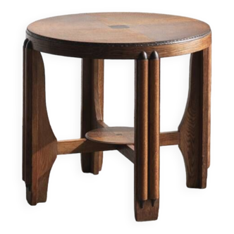 Table d’appoint, design rond de la période art déco, école d’Amsterdam, années 1930