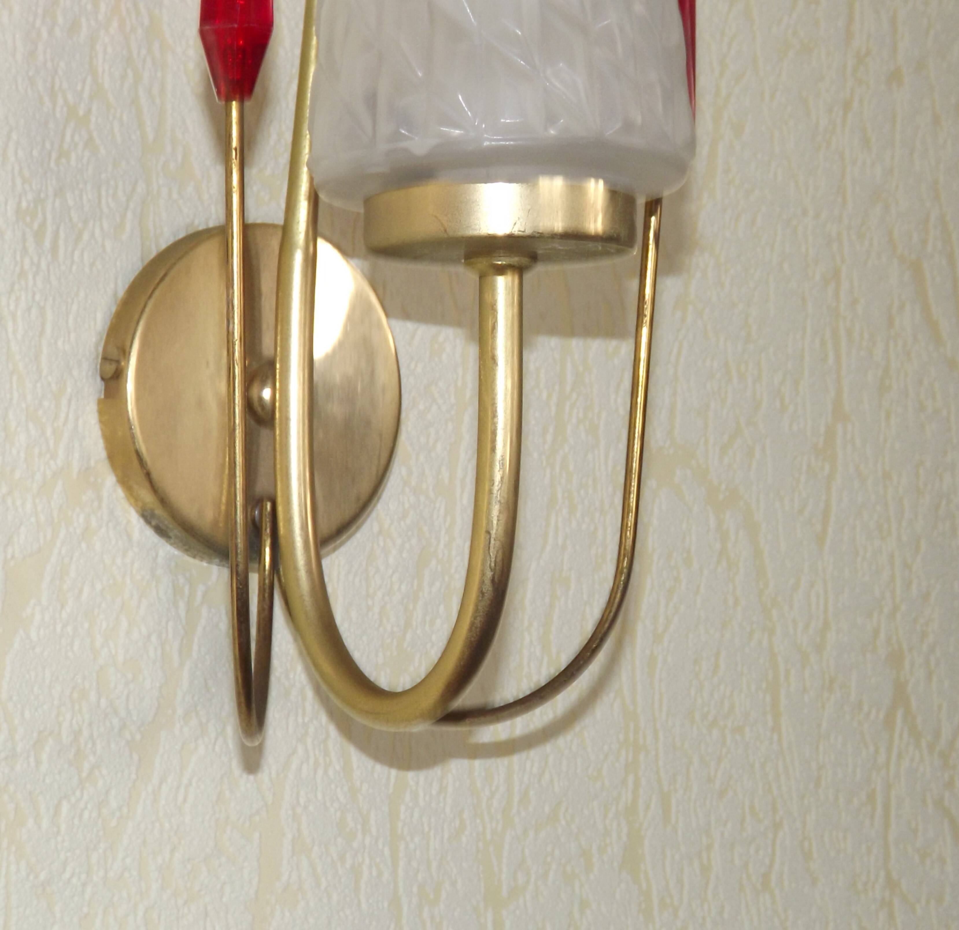 Simple Vintage Retro 1960s Gold Metal White Glass Shade 5