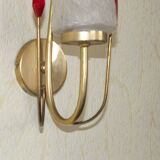 Simple Vintage Retro 1960s Gold Metal White Glass Shade 5