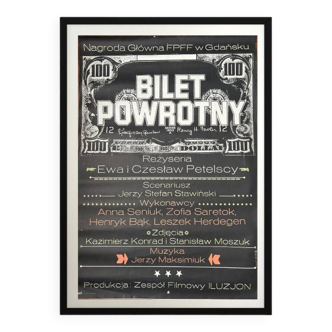 Original Polish movie poster "Bilet powrotny" (Return ticket), Jakub Erol, 1978