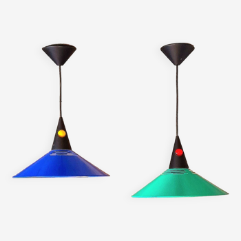 Pair of Memphis pendant lights from the 80s