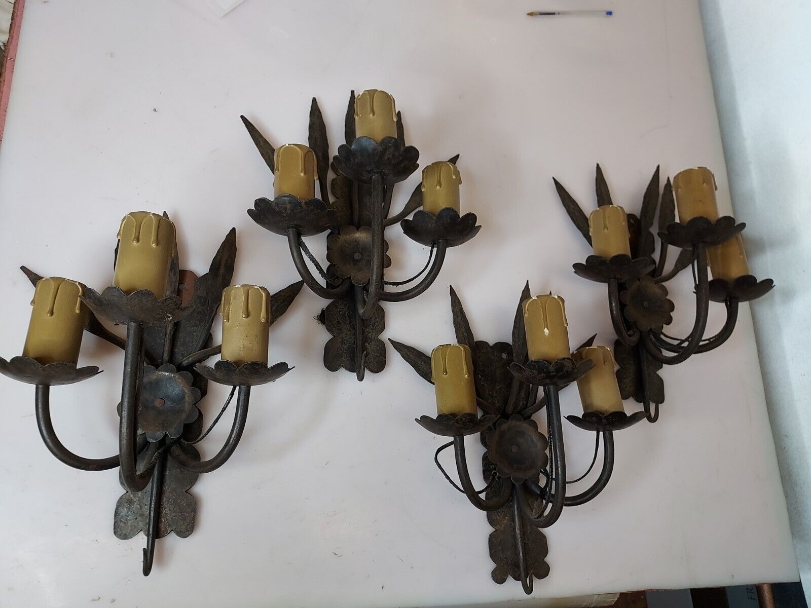 4 wrought iron sconces