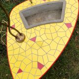 Ceramic mosaic coffee table with planter and light fixture 2 arms 60s