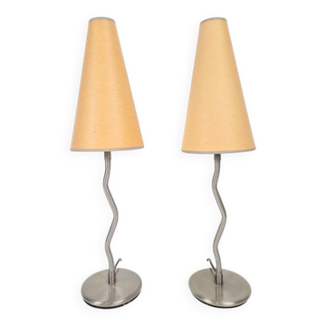 Vintage Squiggle Antimon Zigzag Table Lamps from Ikea, 1990s, Set of 2
