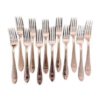 Série de 12 fourchettes art déco en métal argenté